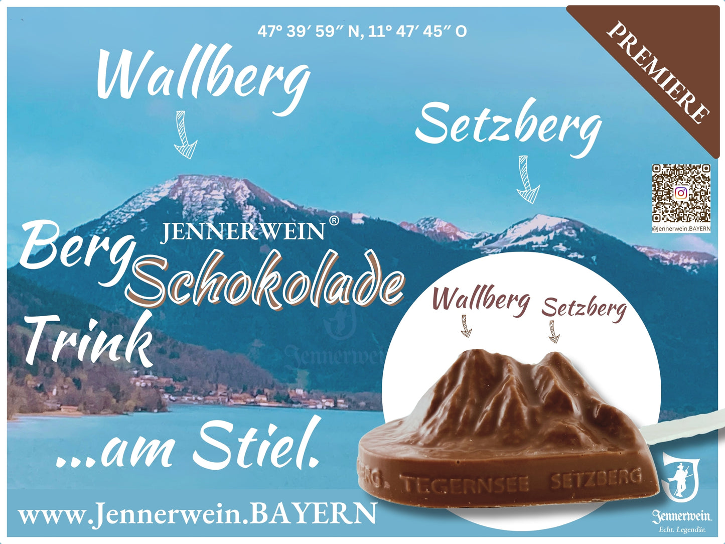 Jennerwein Berg- & Trink - Schokolade - WALLBERG - SETZBERG am Stiel...